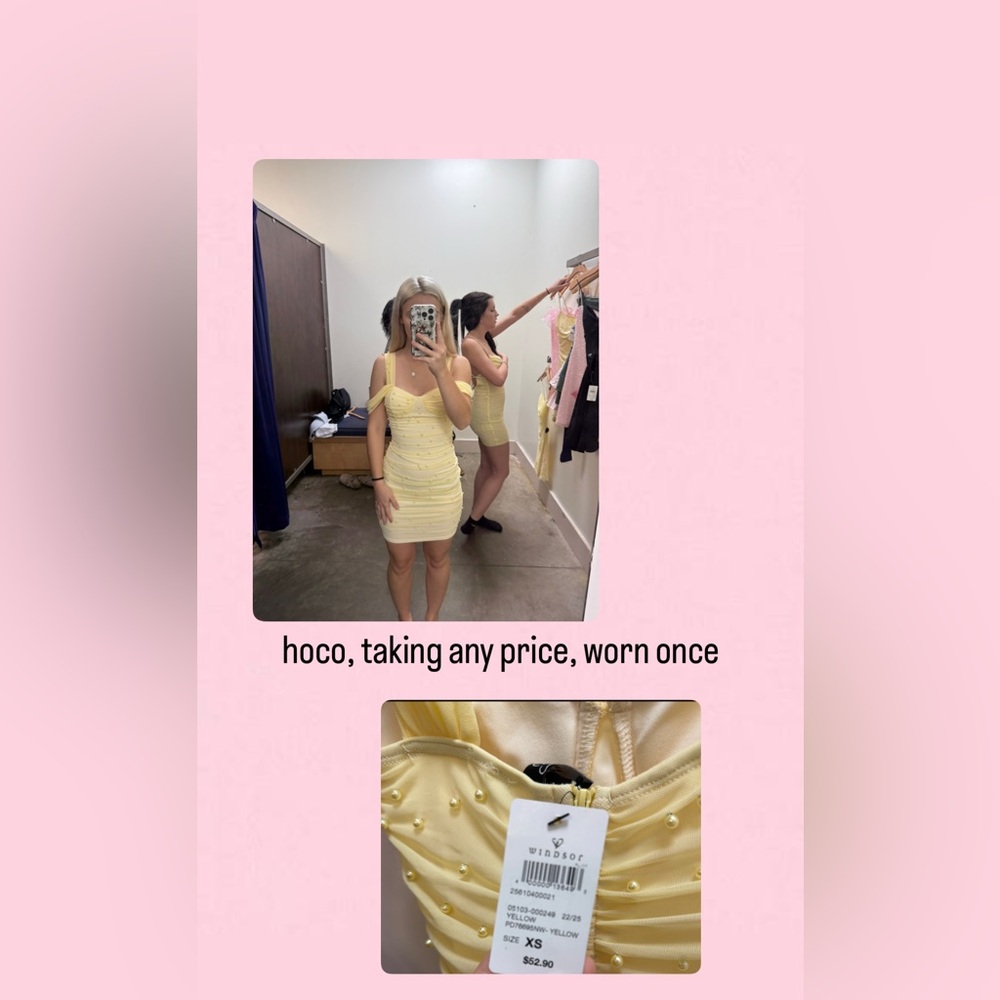 Windsor Light Yellow Beaded Mini Dress